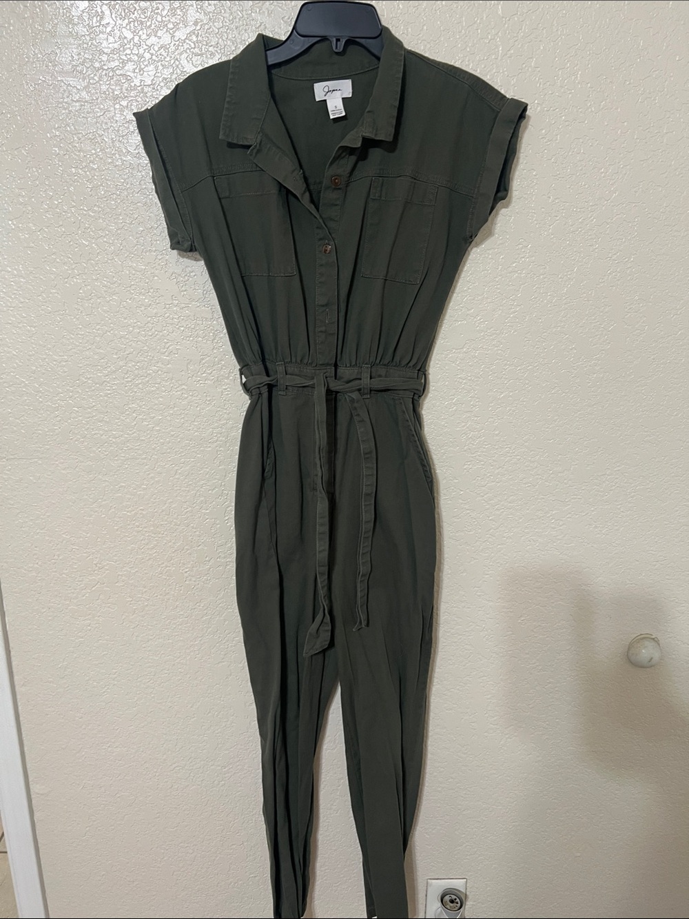 Japna Olive Utility Tie-Waist Jumpsuit